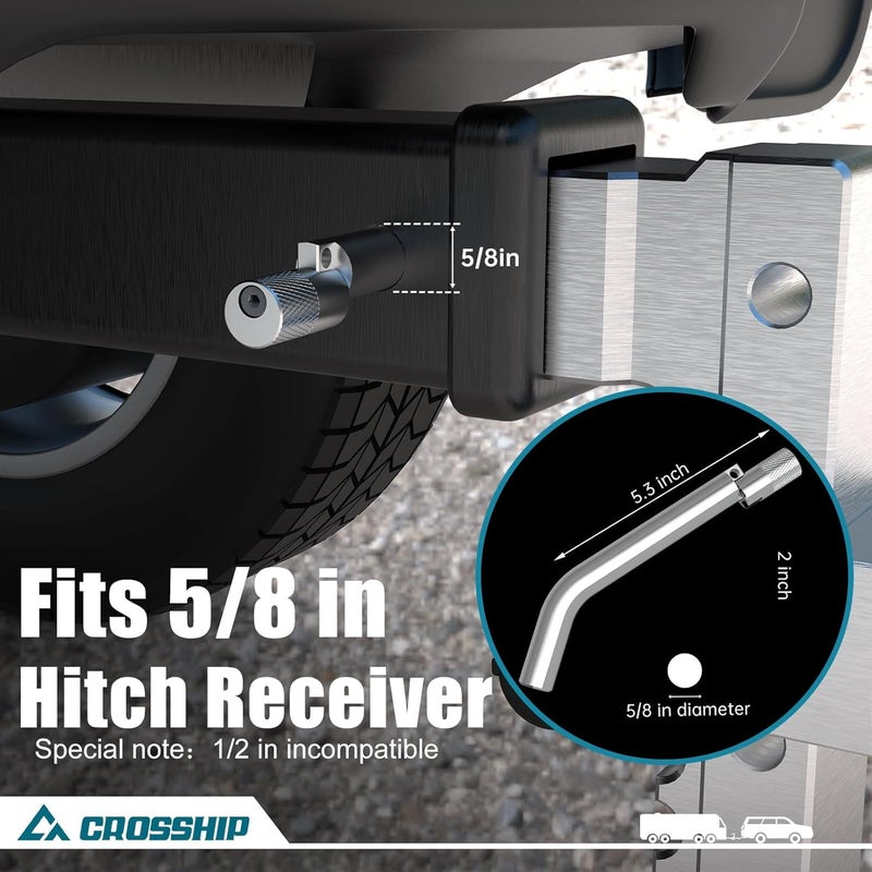 CROSSHIP 5/8-Inch Trailer Hitch Pin - No Clips Required - Lock Hitch Pin with Chrome Steel Pivot - Fits 2, 2-1/2 or 3-Inch Receiver, for B&W, Rhino, Curt Trailer Hitches Tow Replacement Pins - Image 4
